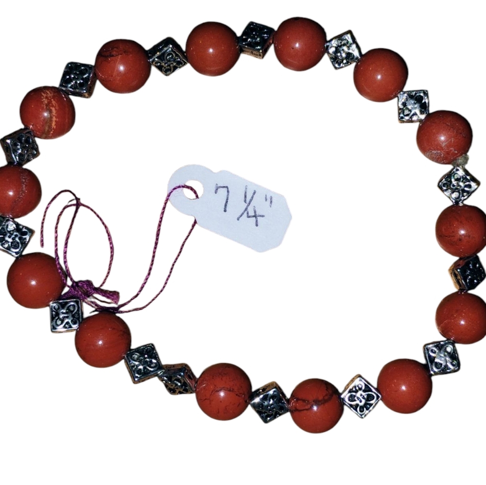 Hand Crafted Red Jasper Beaded Bracelet